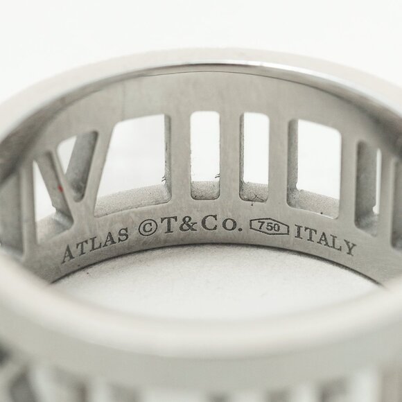 Tiffany & Co. Atlas 18K White Gold & Diamond Roman Time Ring - Picture 5 of 7
